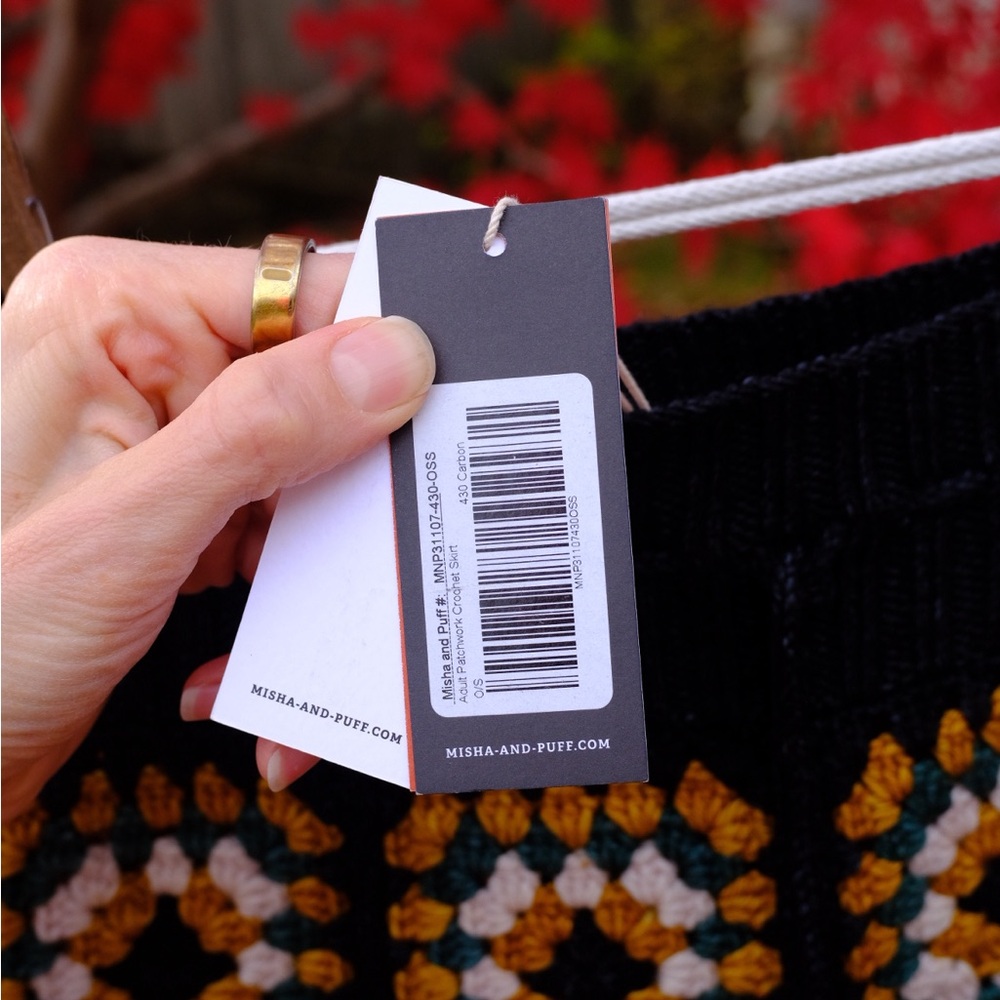 NWT Misha & Puff Patchwork Crochet Skirt in Carbon, OS - Picture 6 of 7